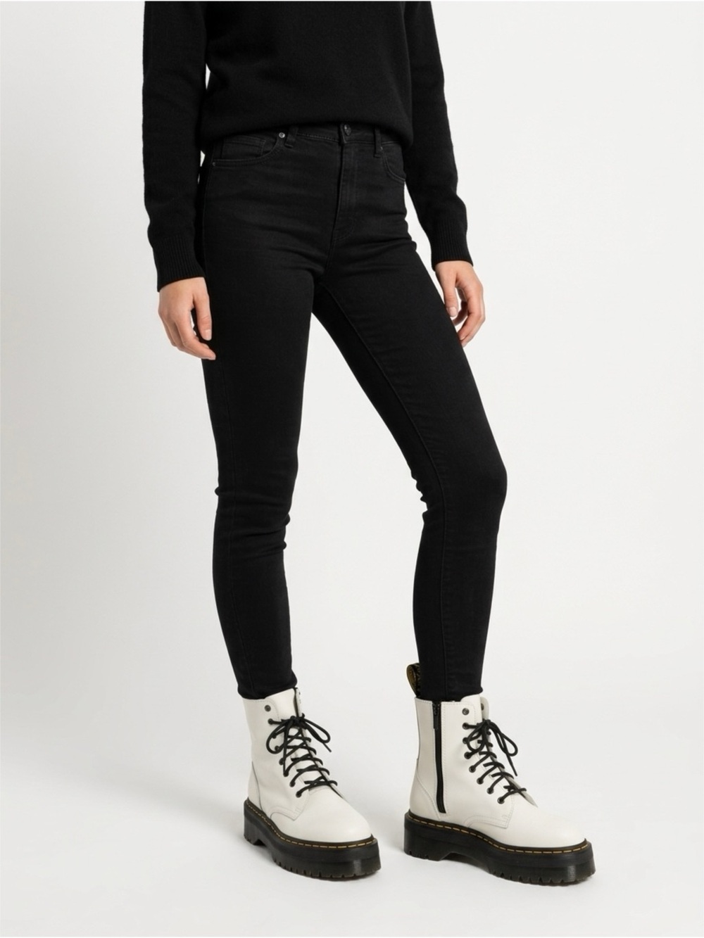 Dr Marten White Platform Boots with Black Laces
